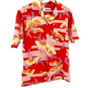 Vintage 90s Pomare Hawaii Red Japanese Theme Hawaiian Shirt